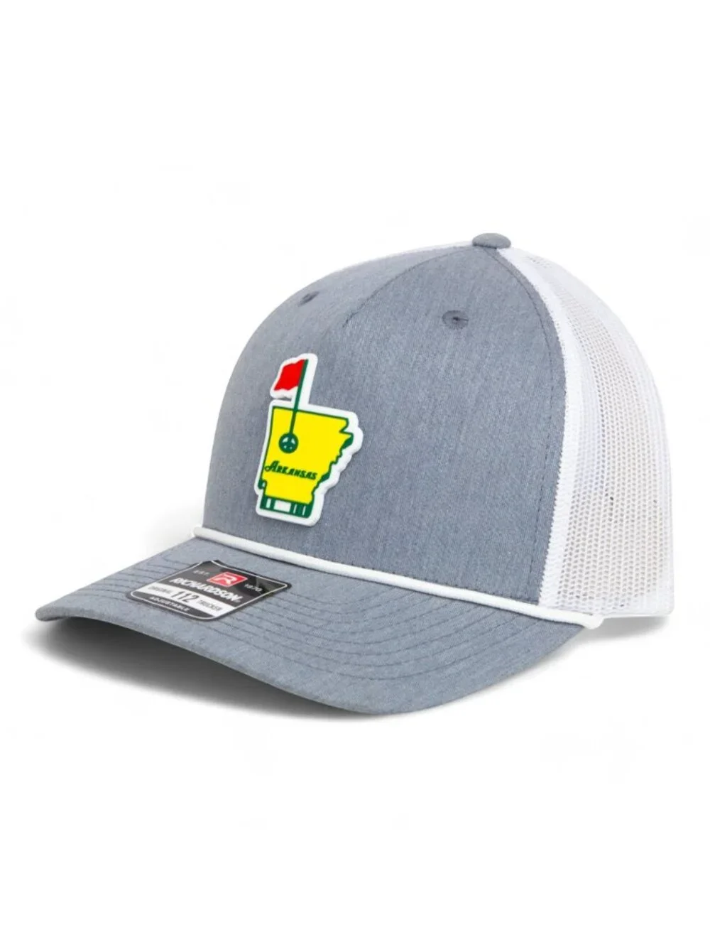 Arkansas Masters Golf 3D Snapback Trucker Rope Hat- Heather Grey/ White